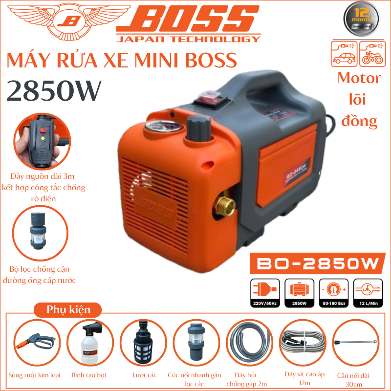 Máy rửa xe BOSS 2850w