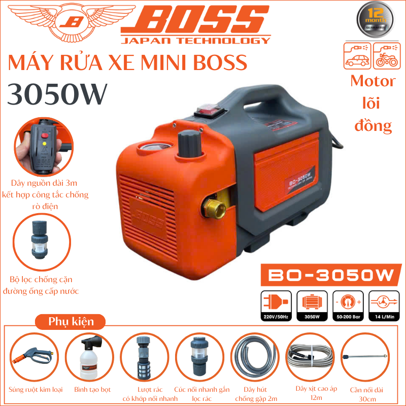 Máy rửa xe mini BOSS BO-3050W