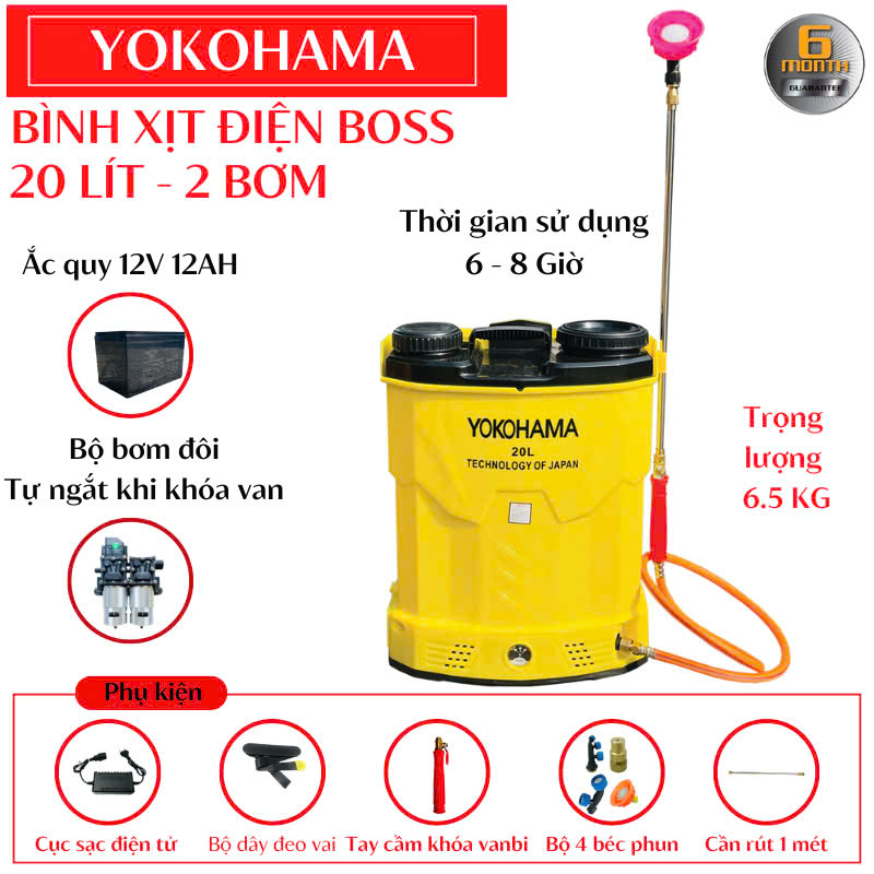 Bình xịt điện YOKOHAMA 20L bơm đôi