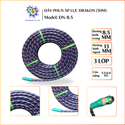 Dây phun áp lực DRAKON 8.5mm x 50m (3 LỚP)