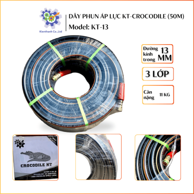 Dây phun xịt áp lực KT-CROCODILE 13mm x 50m (3 LỚP)